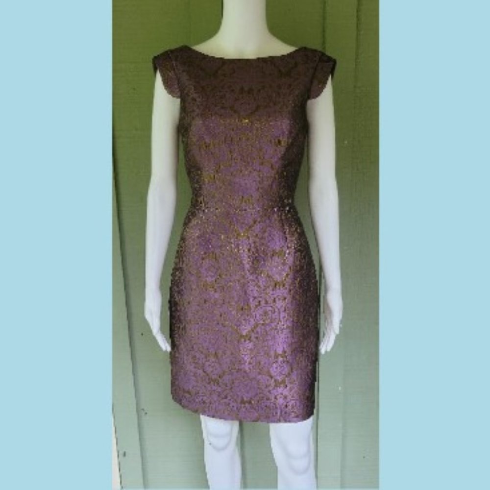 IVY & BLU Maggy Boutique Bronze Mauve Brocade Dres